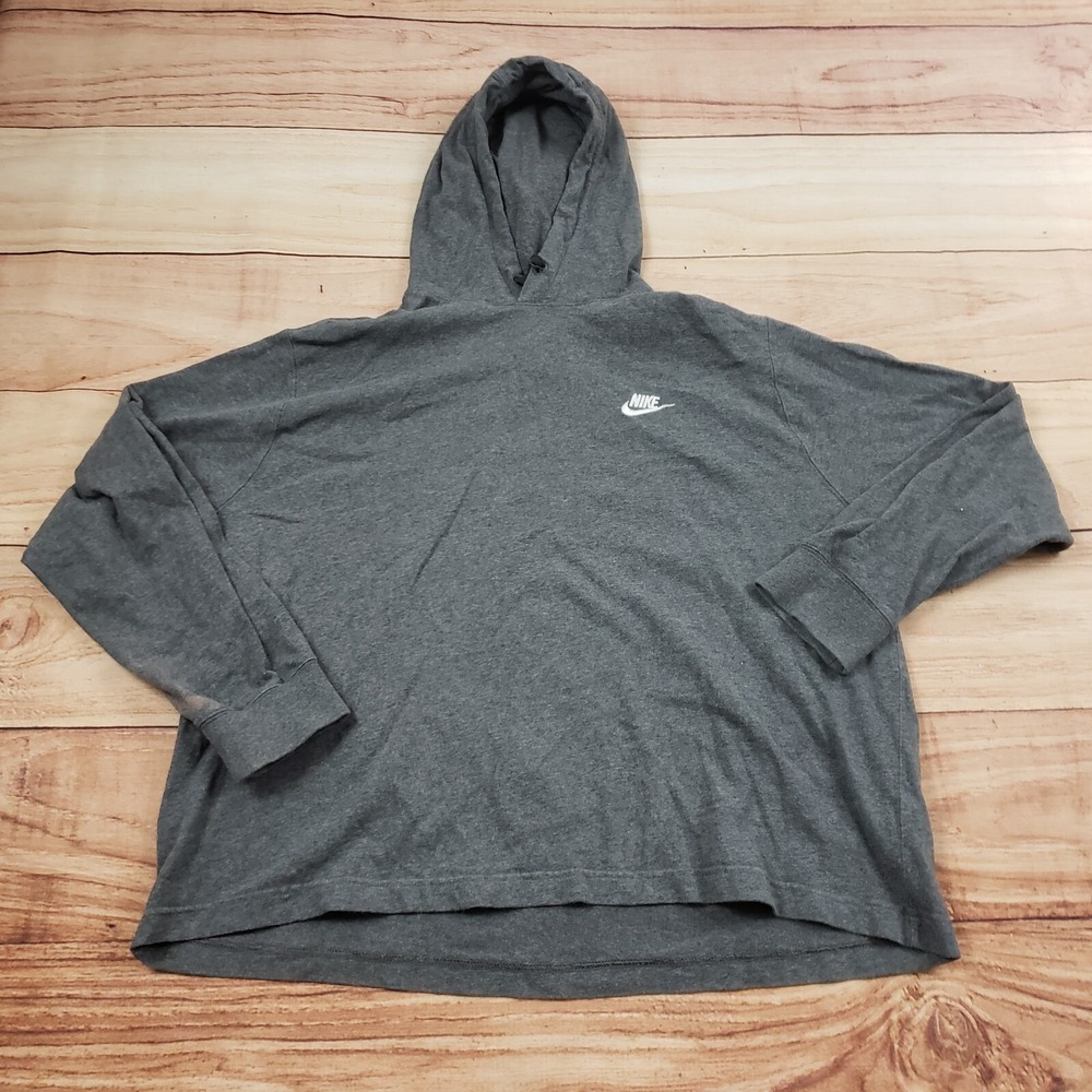 Nike Sweater Womens Extra Large Gray White‎ Hoodie Pullover Swoosh Logo Ladies *